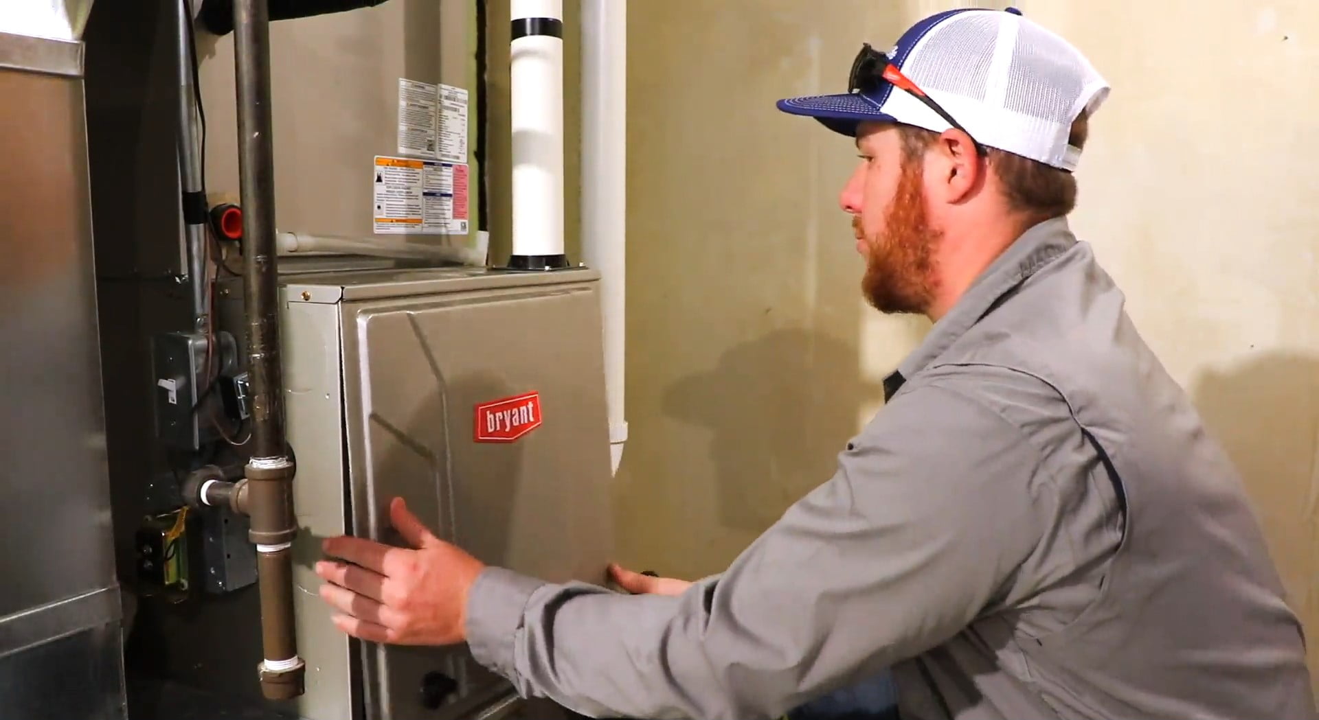 Cody working on bryant furnace